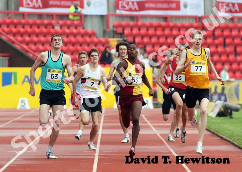 77 Zak Curran wins from 53 Richard Charles, 63 Robert Needham and 7 William Gurton Senior Boys 800 metres
